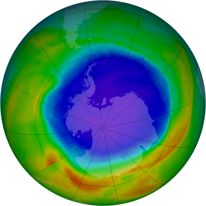 Antarctic ozone map for 05 October 2004